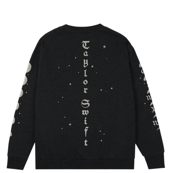 Taylor Swift Sparking Up My Darkest Night Crewneck Black Silver Sweatshirt - Picture 1 of 2